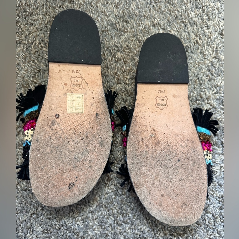 Tory Burch Isle Slide Slipon Sandal Navy Black Sequin Size 7.5 - Picture 5 of 5